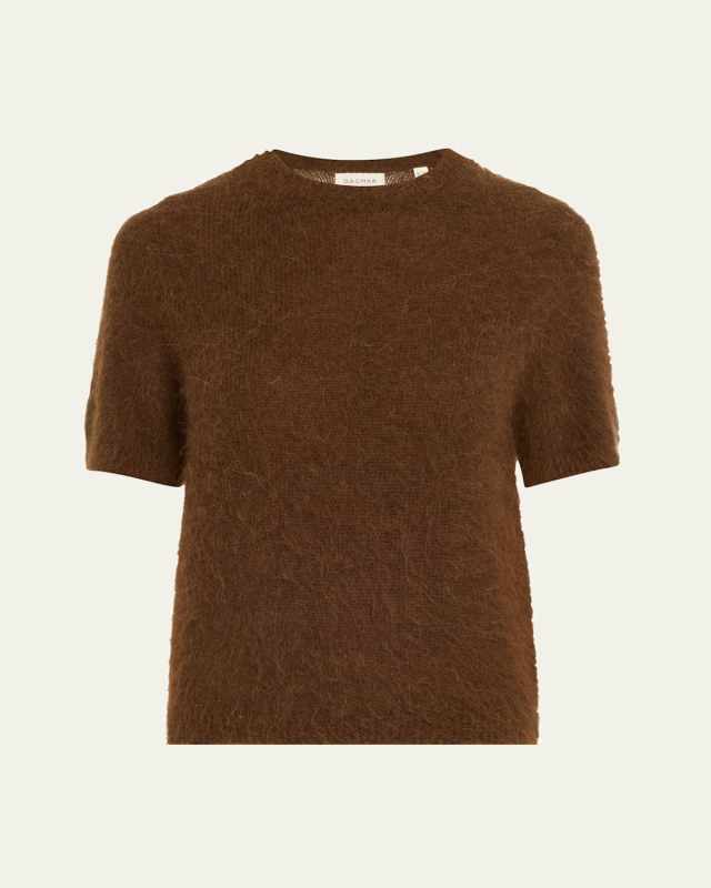 Short-Sleeve Brushed Alpaca Sweater